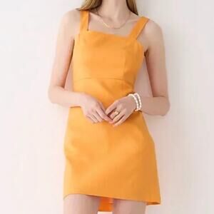 J. Crew Square neck dress linen blend JCrew Orange 18 XXL